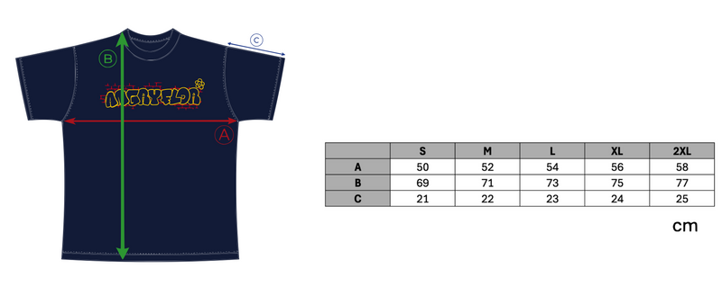 NARANJITO TEE size chart