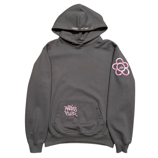 ANGRY FLOR HOODIE - DARK GREY