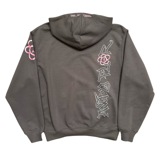 ANGRY FLOR HOODIE - DARK GREY