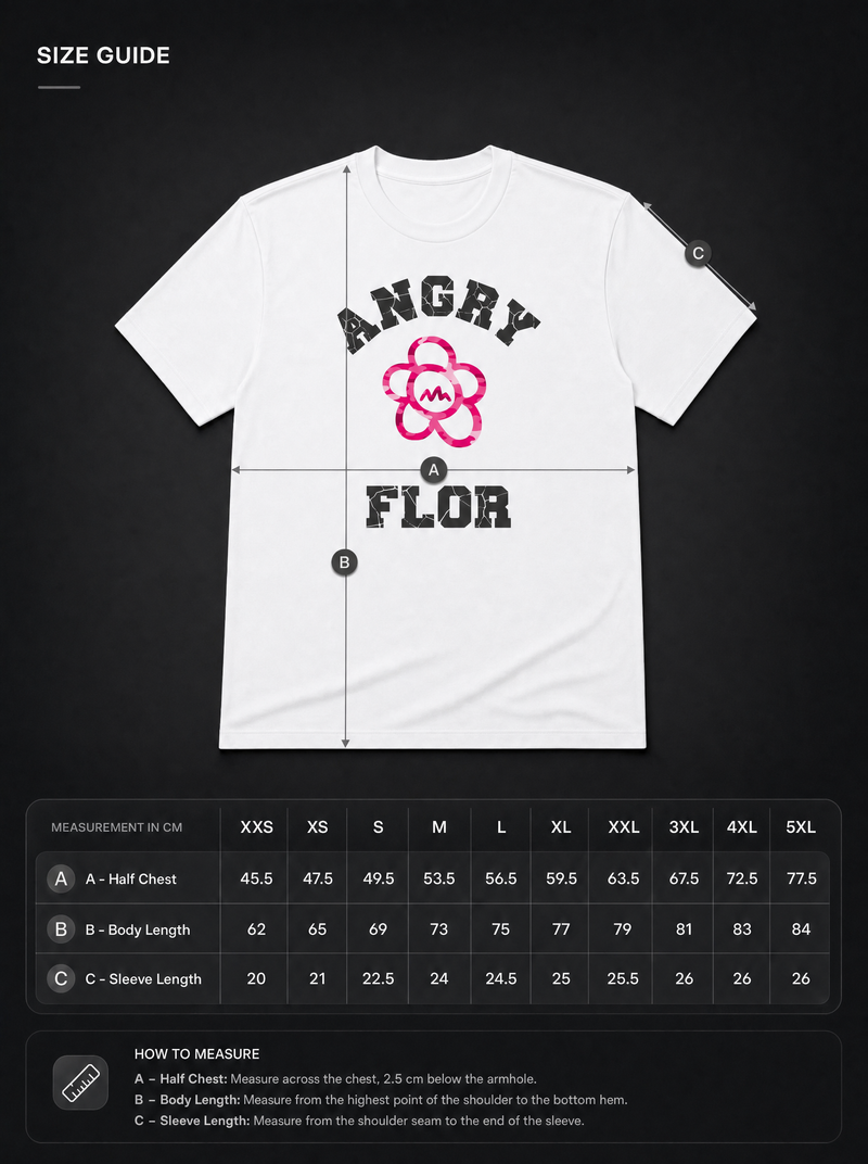 PINK CAMOUFLAGE TEE size chart
