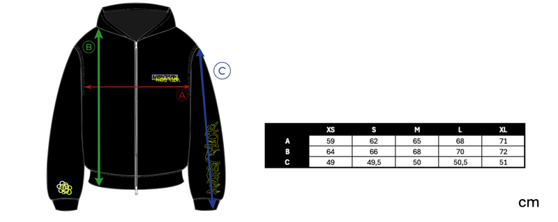 ANGRY FLOR TRACKSUIT - BLACK size chart