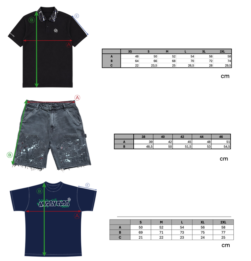 DROP 09 RANDOM PRODUCT size chart
