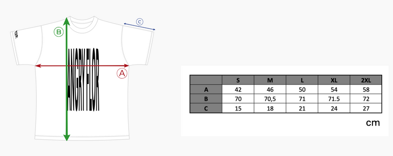 ANGRY FLOR MELT TEE - WHITE size chart
