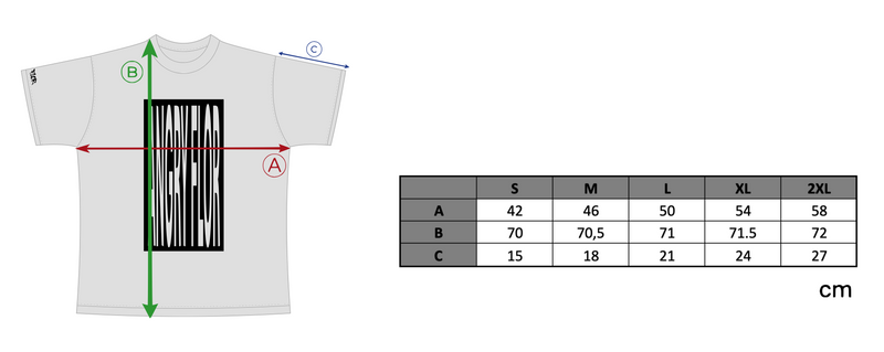 ANGRY FLOR MELT TEE - GREY size chart