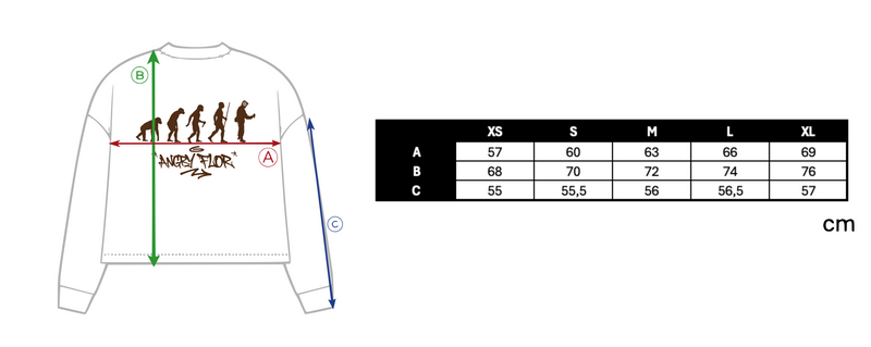 EVOLUTION CREWNECK - WHITE size chart