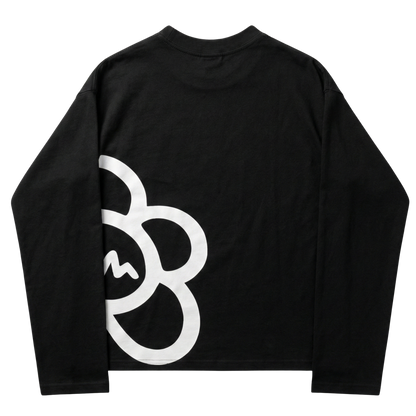 HALF BLOOM LONG SLEEVE TEE - BLACK