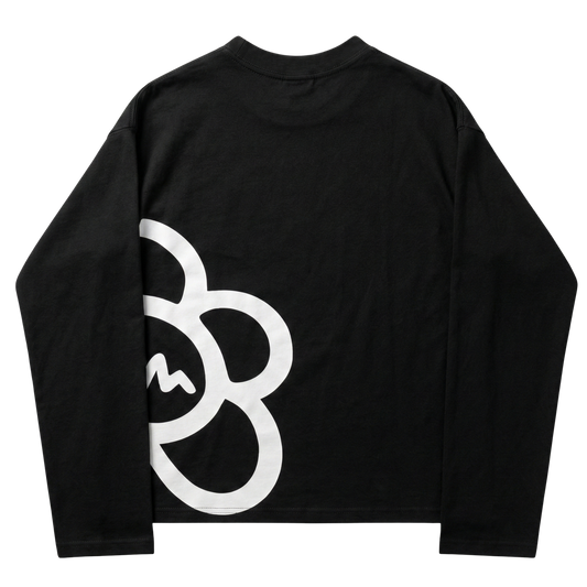 HALF BLOOM LONG SLEEVE TEE - BLACK