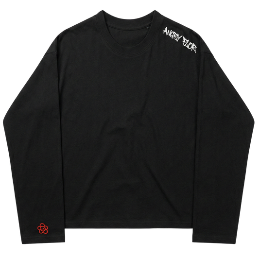 HALF BLOOM LONG SLEEVE TEE - BLACK