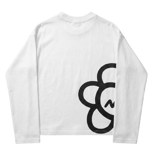HALF BLOOM LONG SLEEVE TEE - WHITE