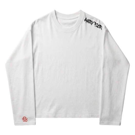 HALF BLOOM LONG SLEEVE TEE - WHITE