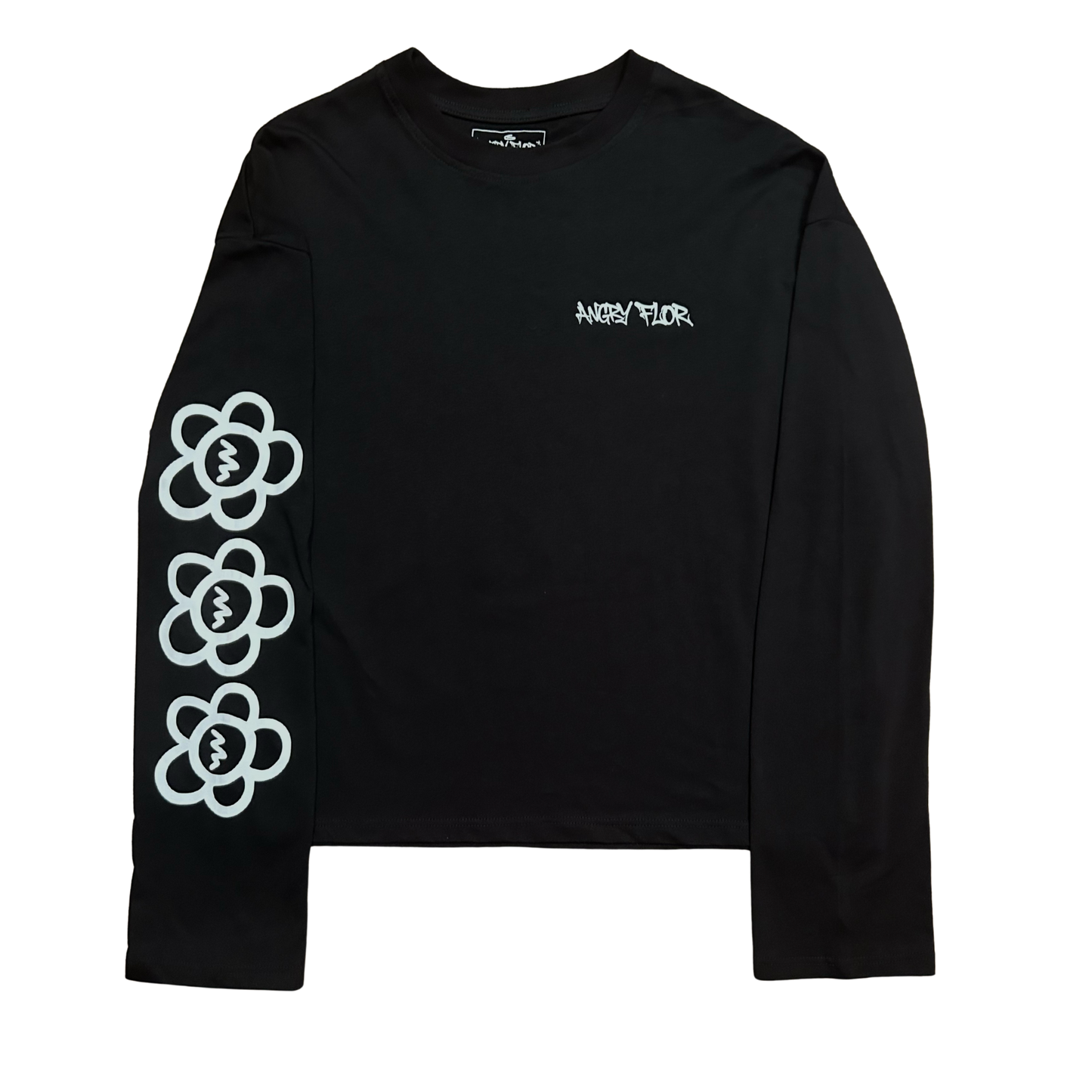 ANGRY FLOR LONG SLEEVE TEE- BLACK
