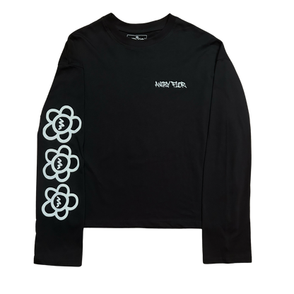 ANGRY FLOR LONG SLEEVE TEE- BLACK