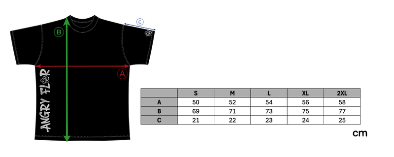SPRAY CAN TEE - BLACK size chart