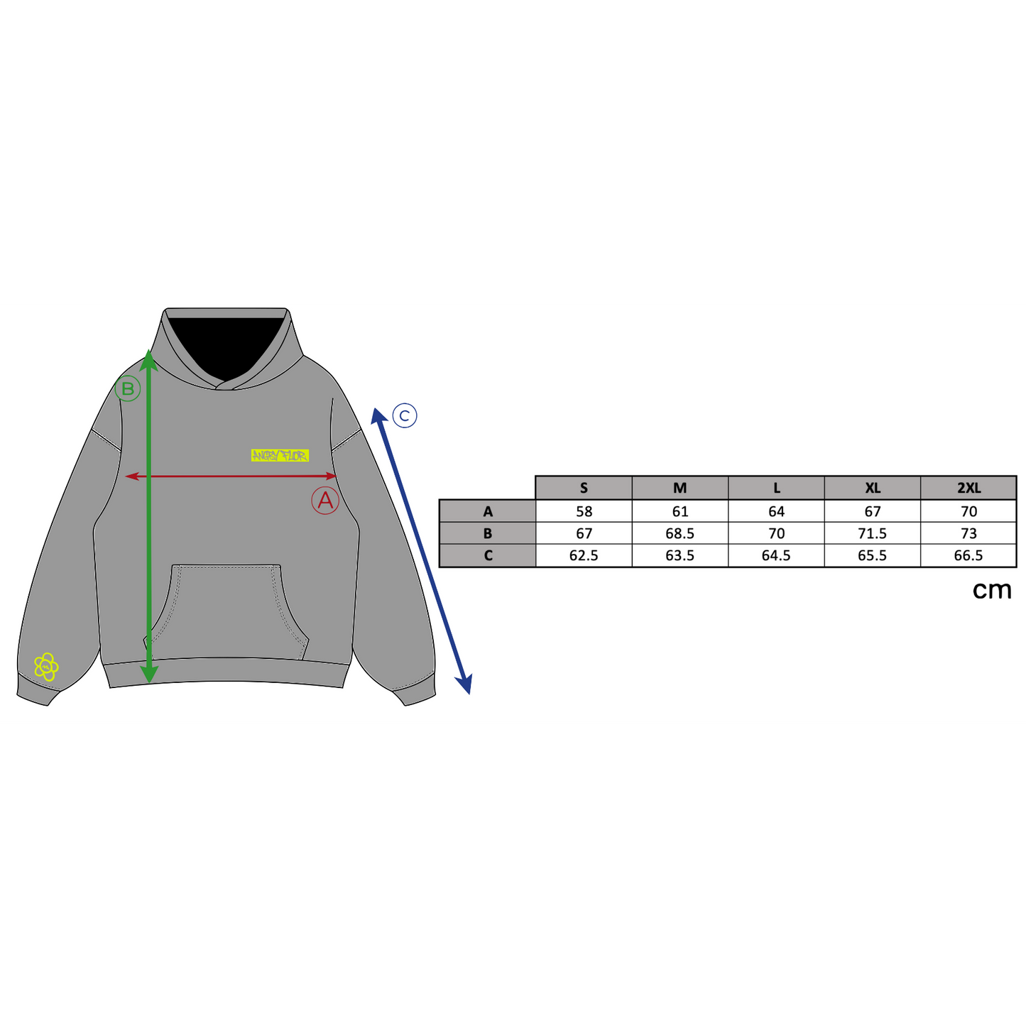 ANGRY FLOR HOODIE - GREY