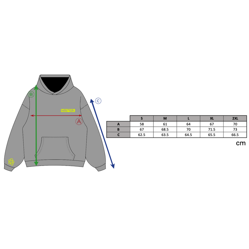 ANGRY FLOR TRACKSUIT - GREY size chart