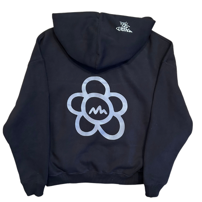 ANGRY FLOR ZIP HOODIE - BLACK