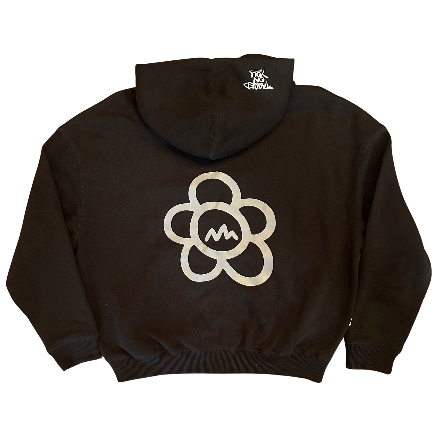 ANGRY FLOR ZIP HOODIE - BLACK