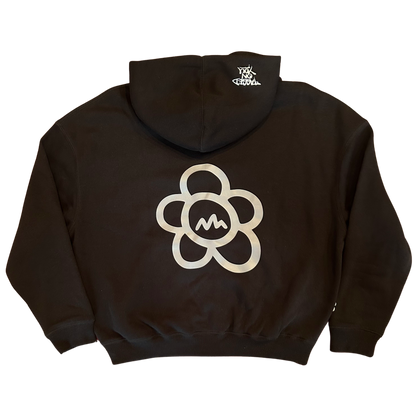 ANGRY FLOR ZIP HOODIE - BLACK