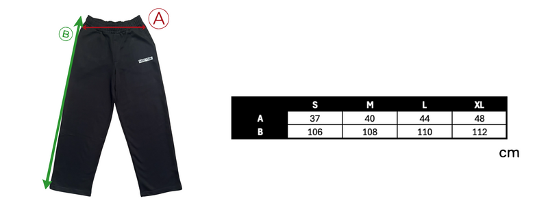 ANGRY FLOR FLARED PANTS - BLACK size chart